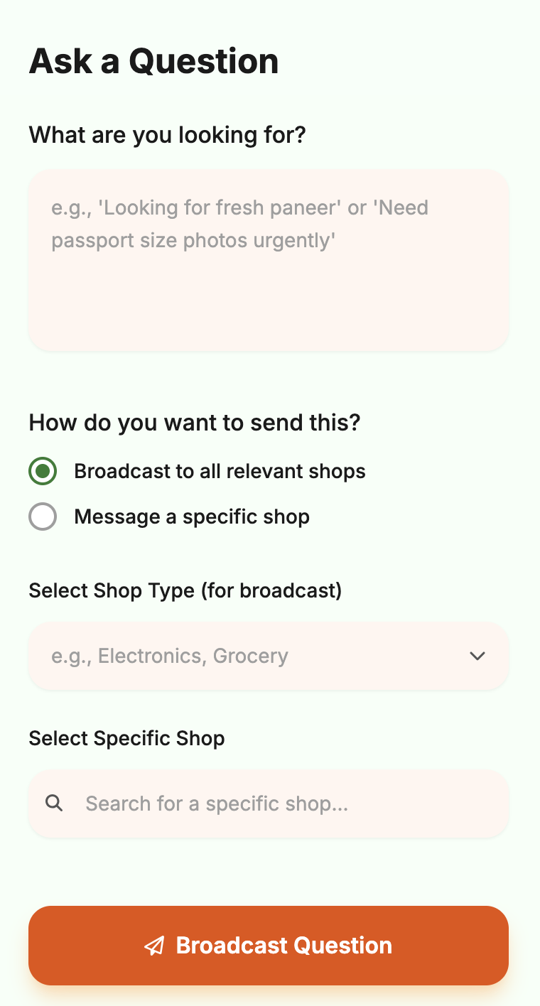 Radius enquiry screen